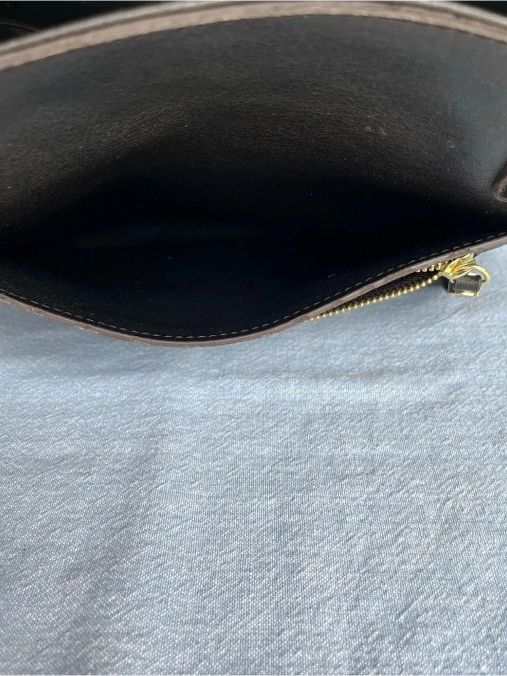 Liz Claiborne “Jessica” Black Leather Shoulder Tote with Gold Hardware